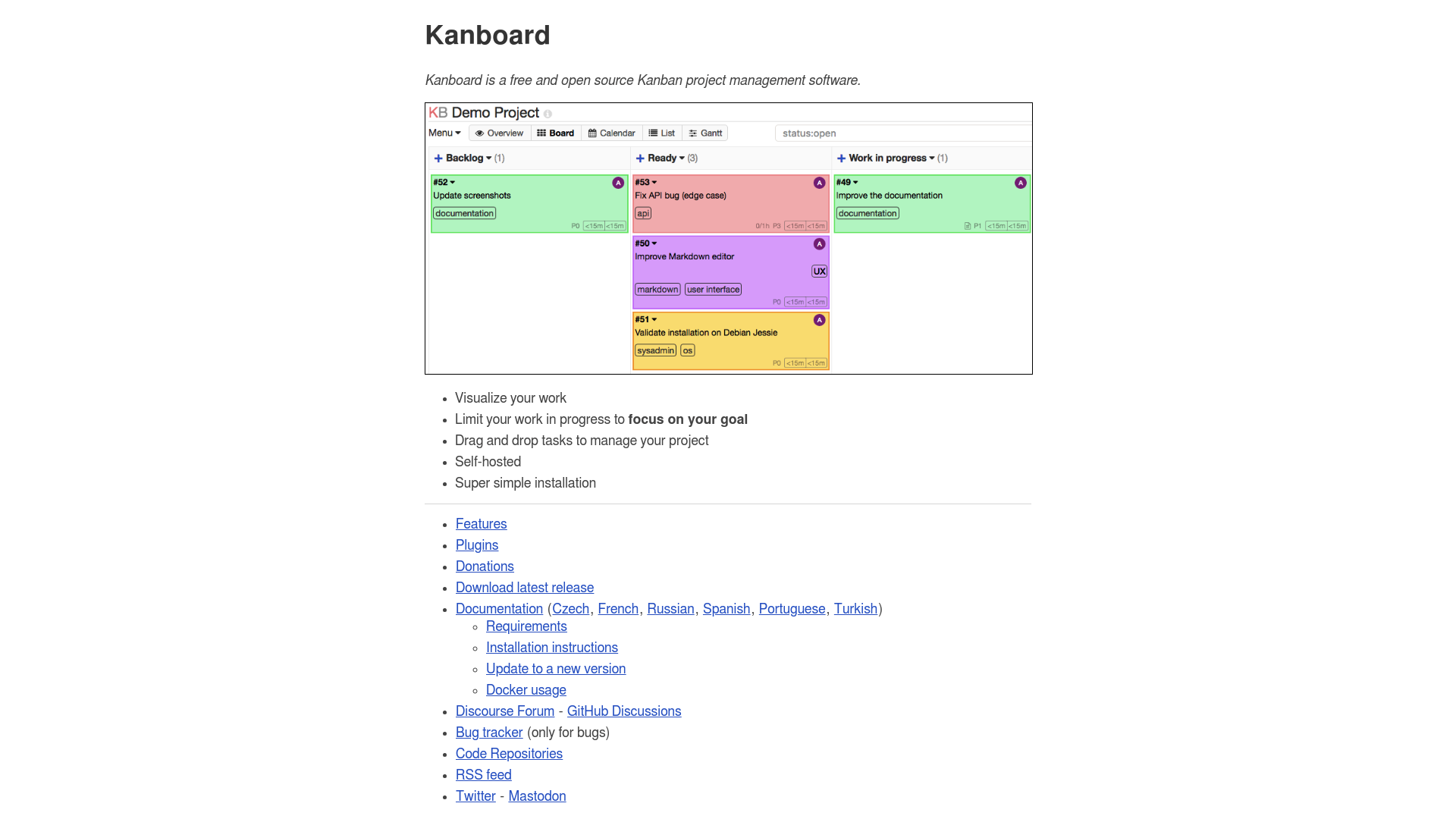 Kanboard screenshot