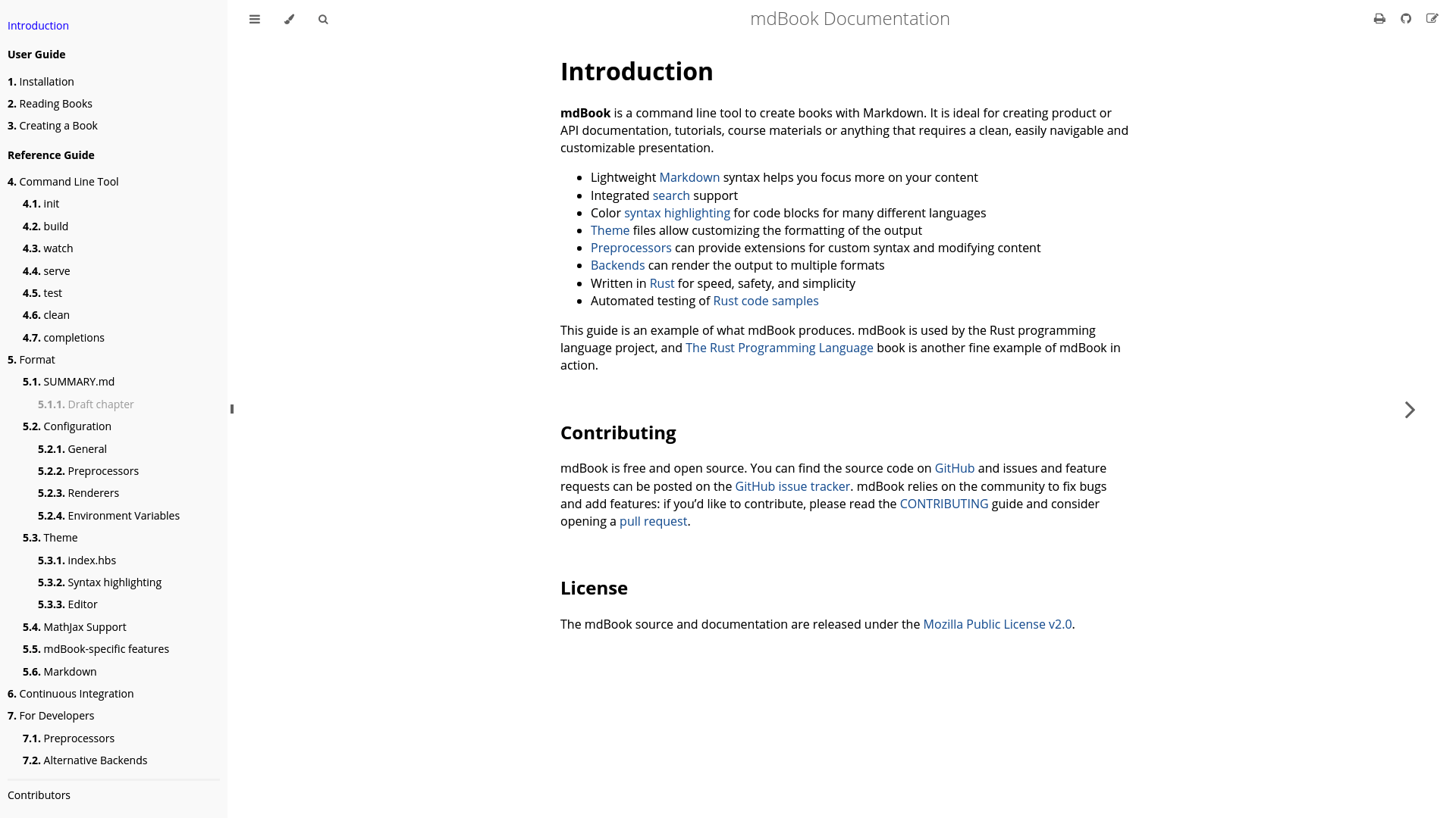 MdBook screenshot