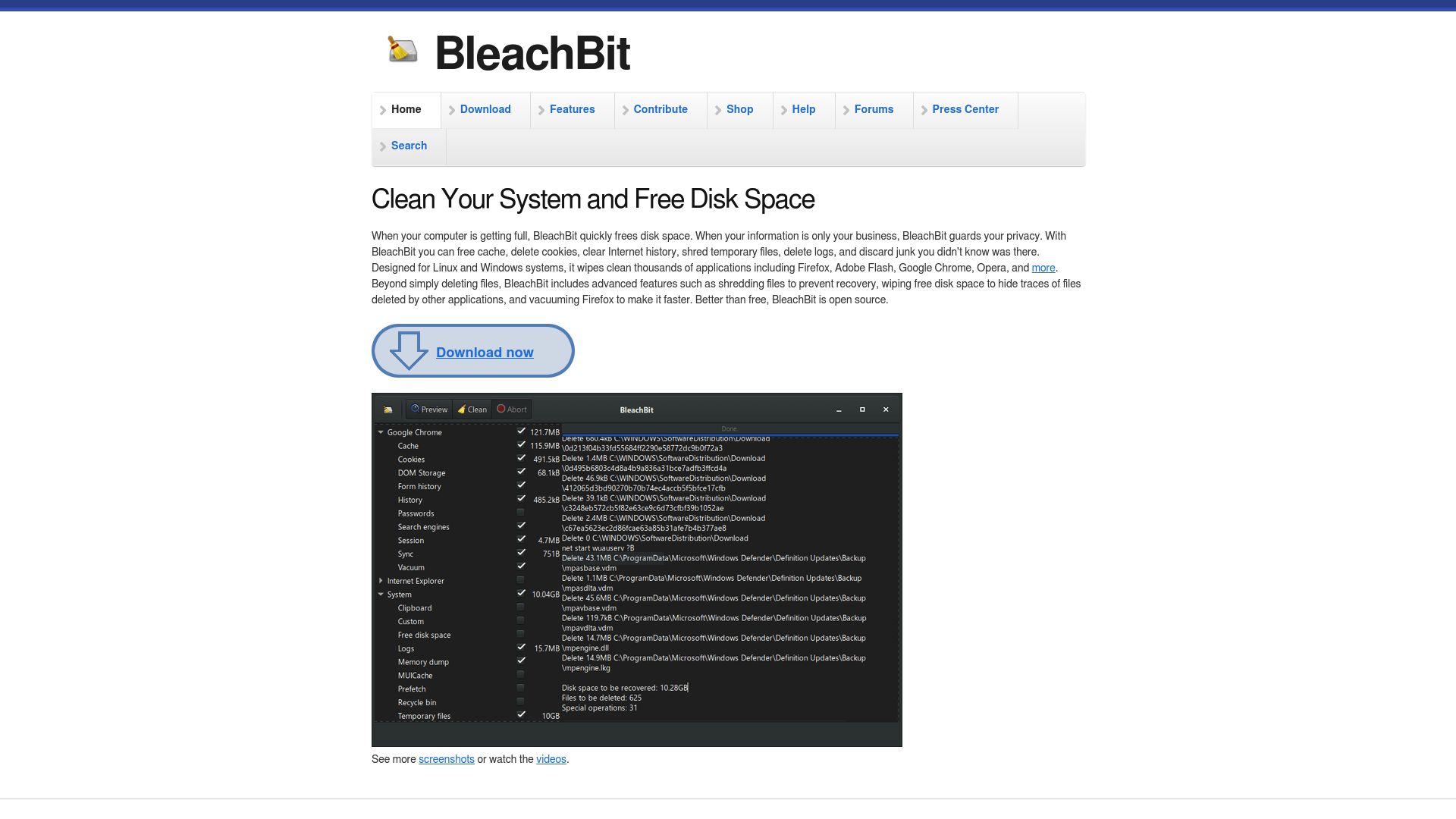 BleachBit screenshot