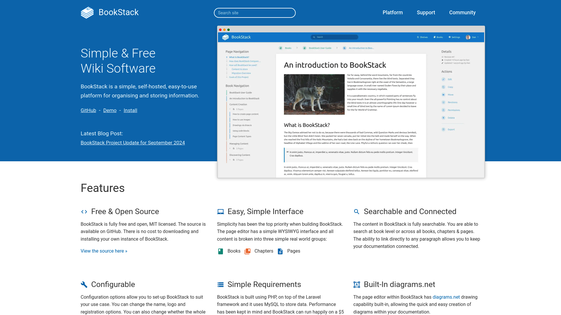 Bookstack screenshot