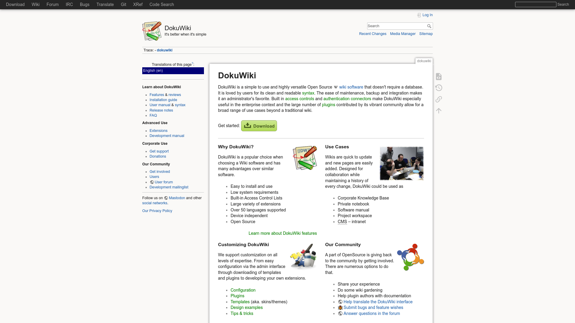 Docuwiki screenshot